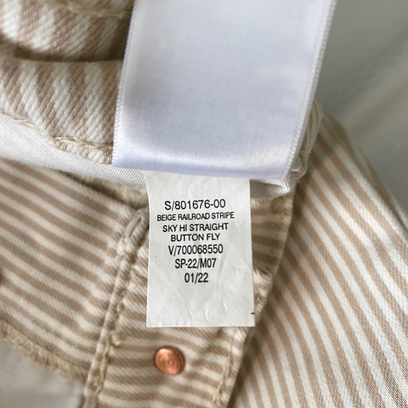 Old Navy Women's Beige Striped Extra High Rise Cotton Pants Size 10 Straight Leg - Picture 10 of 16